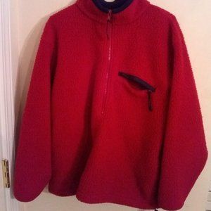 L.L. Bean Made In USA Red Deep Fleece Jacket Vintage SZ:M Good Christmas Gift